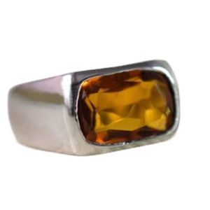 Mens sterling silver and citrine ring